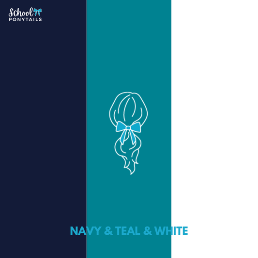 Teal & Navy & White Hair Accessories