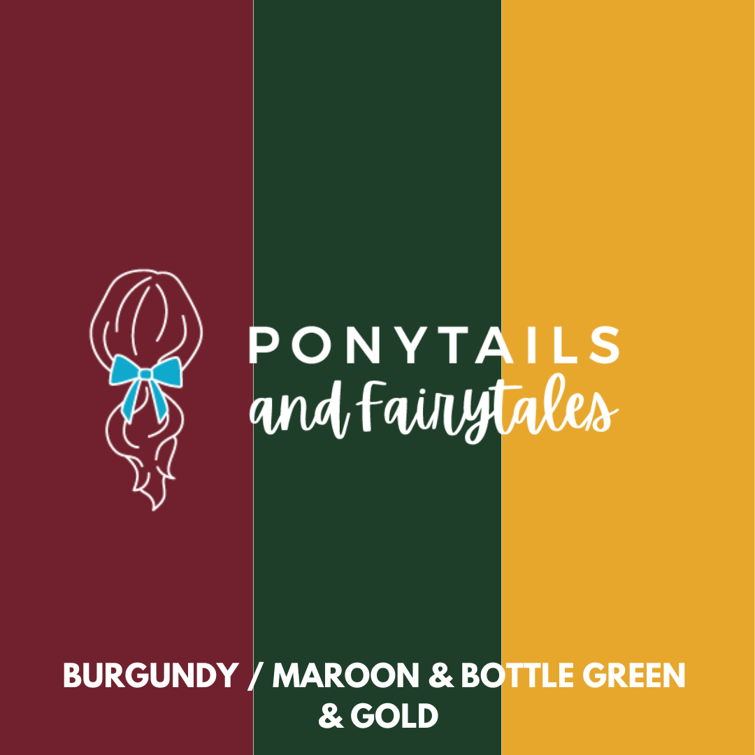 Burgundy Maroon and Bottle Green Shool Hair Accessories, Hair Bows