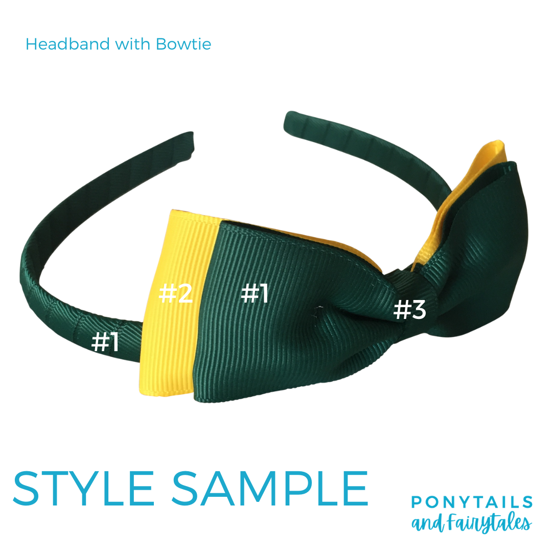 Headband with Bowtie - Combined Colours - Ponytails and Fairytales