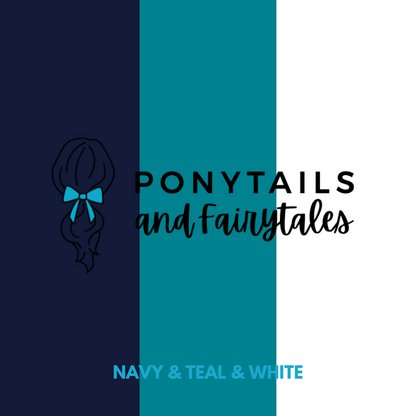 Teal & Navy & White Hair Accessories