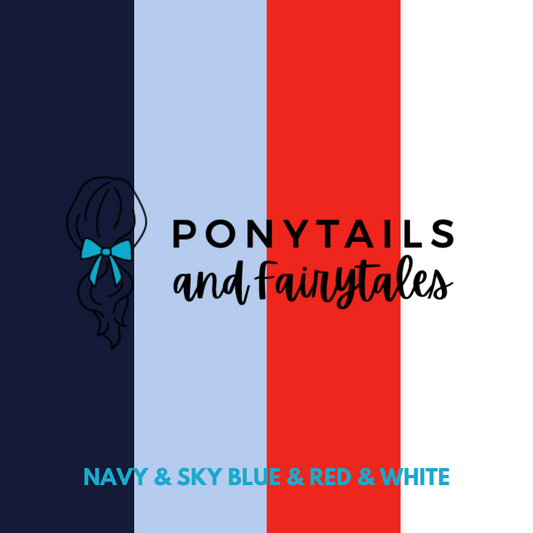 Navy & Sky Blue & Red & White Hair Accessories