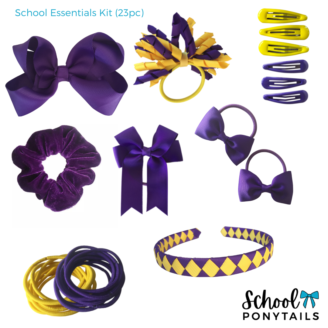 Yellow & Navy Hair Accessories - Ponytails and Fairytales