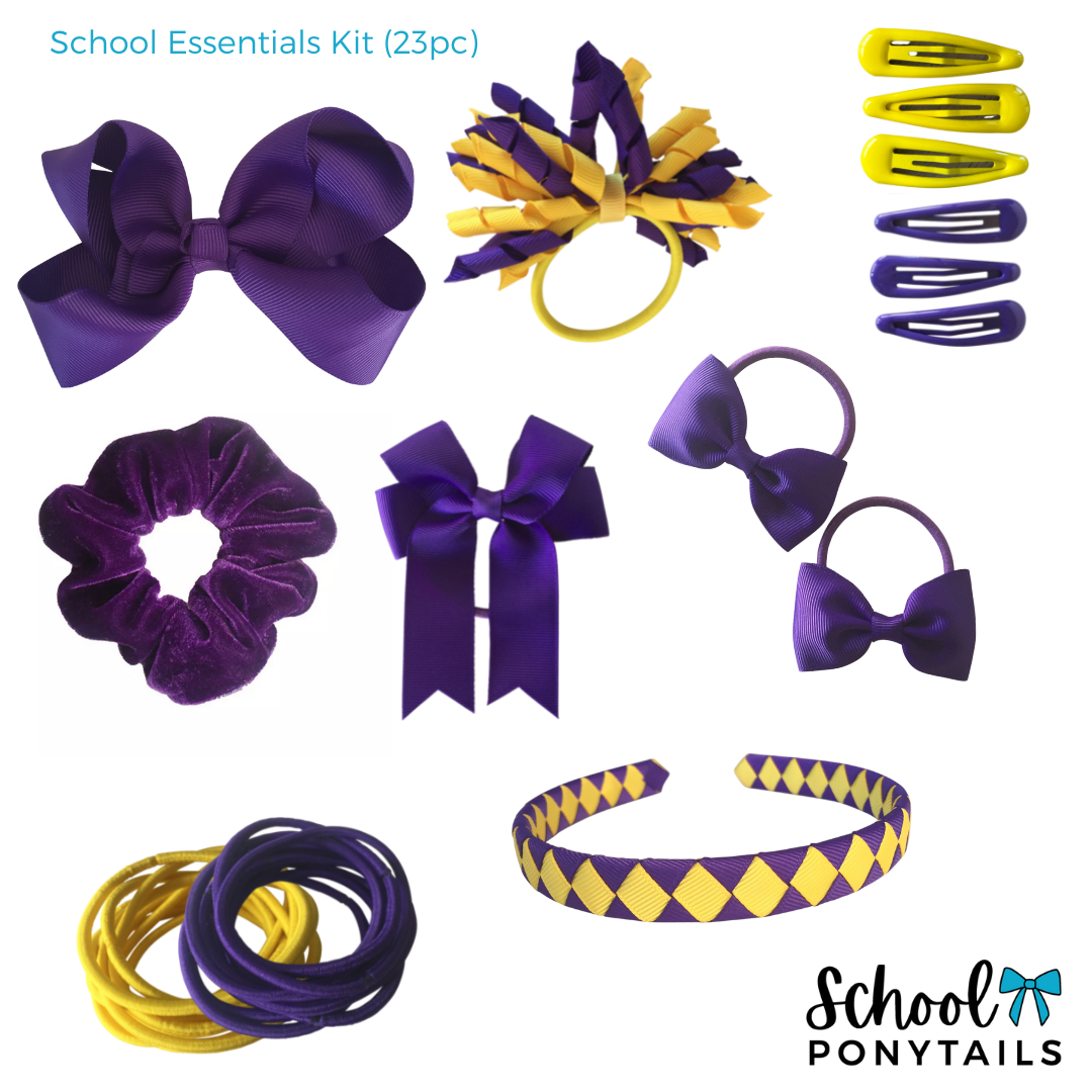 Purple & Yellow Hair Accessories - Ponytails and Fairytales