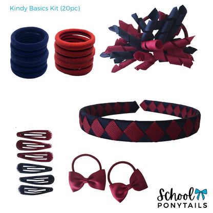 Burgundy & Sky Blue Hair Accessories - Ponytails and Fairytales