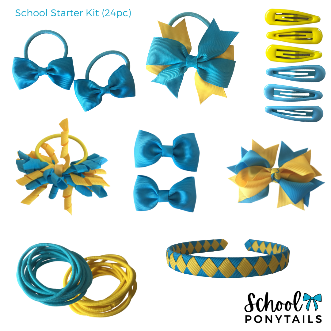 Yellow & Navy Hair Accessories - Ponytails and Fairytales