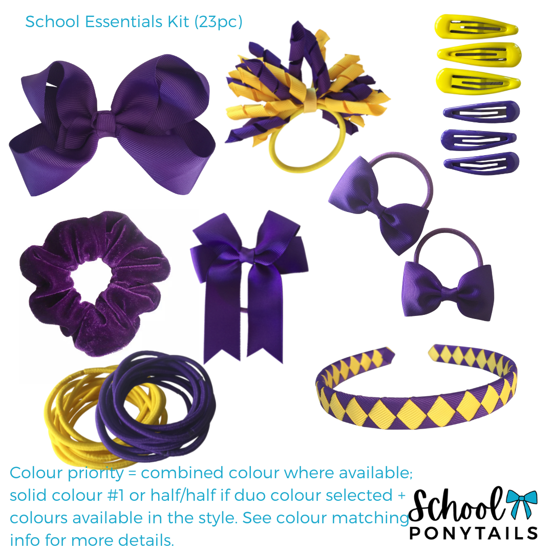 Purple & Yellow Hair Accessories - Ponytails and Fairytales