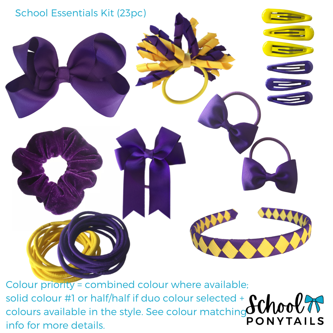 Yellow & Navy Hair Accessories - Ponytails and Fairytales