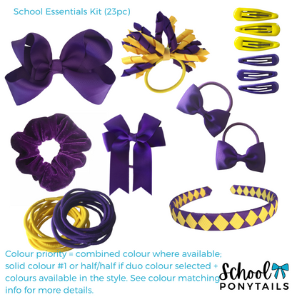 Yellow & Navy Hair Accessories - Ponytails and Fairytales