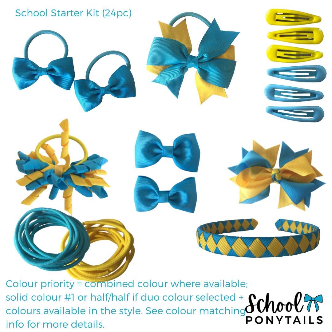 Yellow & Navy Hair Accessories - Ponytails and Fairytales