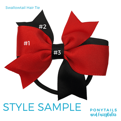 Custom Colours: Choose Your Own (2) Assorted Hair Accessories School Ponytails - Colours Swallowtail (hair tie) 