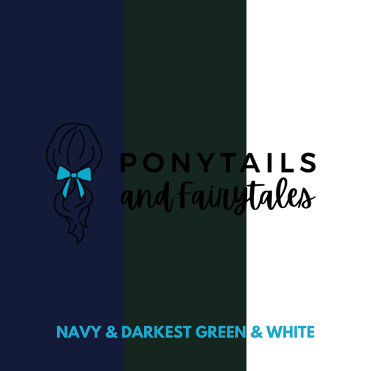 Darkest Petrol Green & Navy & White Hair Accessories Assorted Hair Accessories School Ponytails - Colours 