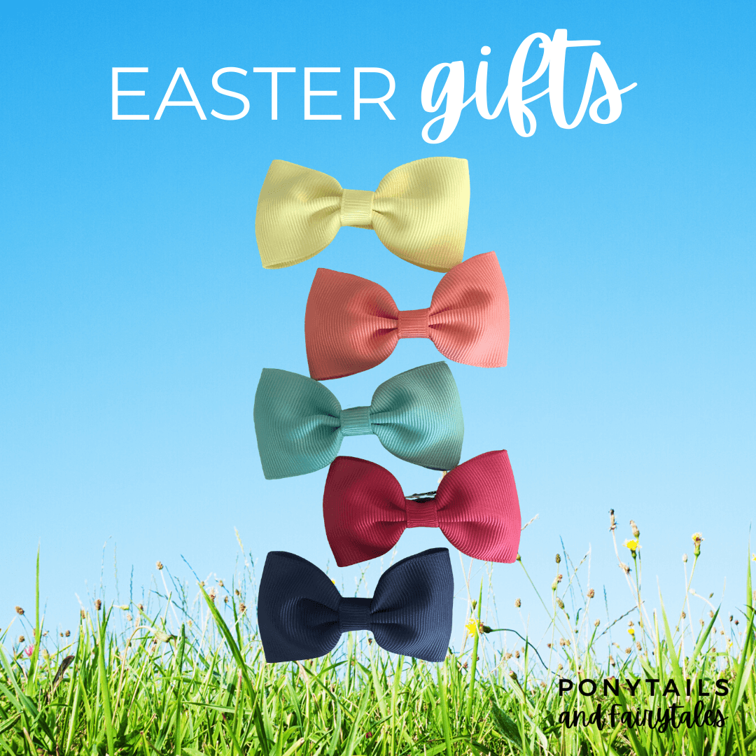 Easter Bowtie Hair Clip Set - easter - School Uniform Hair Accessories - Ponytails and Fairytales