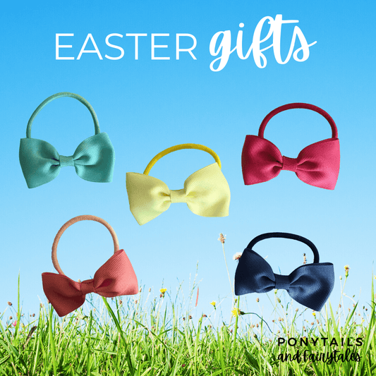 Easter Bowtie Hair Tie Set - easter - School Uniform Hair Accessories - Ponytails and Fairytales