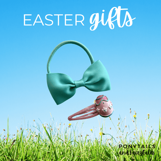Easter Gift Set: Egg Snap Clip and Hair Tie - easter - School Uniform Hair Accessories - Ponytails and Fairytales