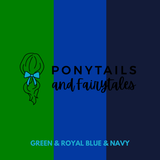 Green & Royal Blue & Navy Hair Accessories Assorted Hair Accessories School Ponytails - Colours 