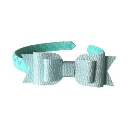 Layered Faux Leather Big Bow Headband - Ponytails and Fairytales