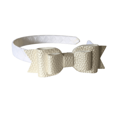 Layered Faux Leather Big Bow Headband - Ponytails and Fairytales