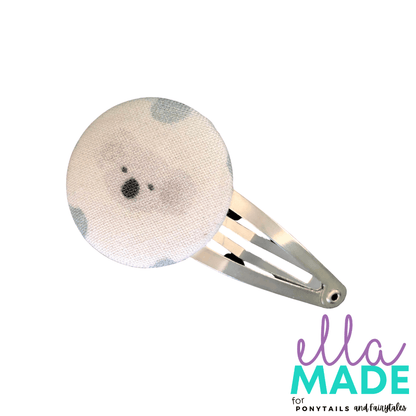 Limited Edition: Koala + Eucalyptus Covered Buttons Hair clips Ella Made Snap Clip 