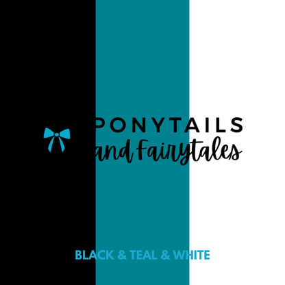 Teal & Black & White Hair Accessories Assorted Hair Accessories School Ponytails - Colours 